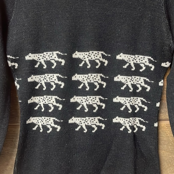 GIVENCHY Vintage Wool Blend Union USA Made Leopard Sweater Medium y2k Vibes - Picture 2 of 8